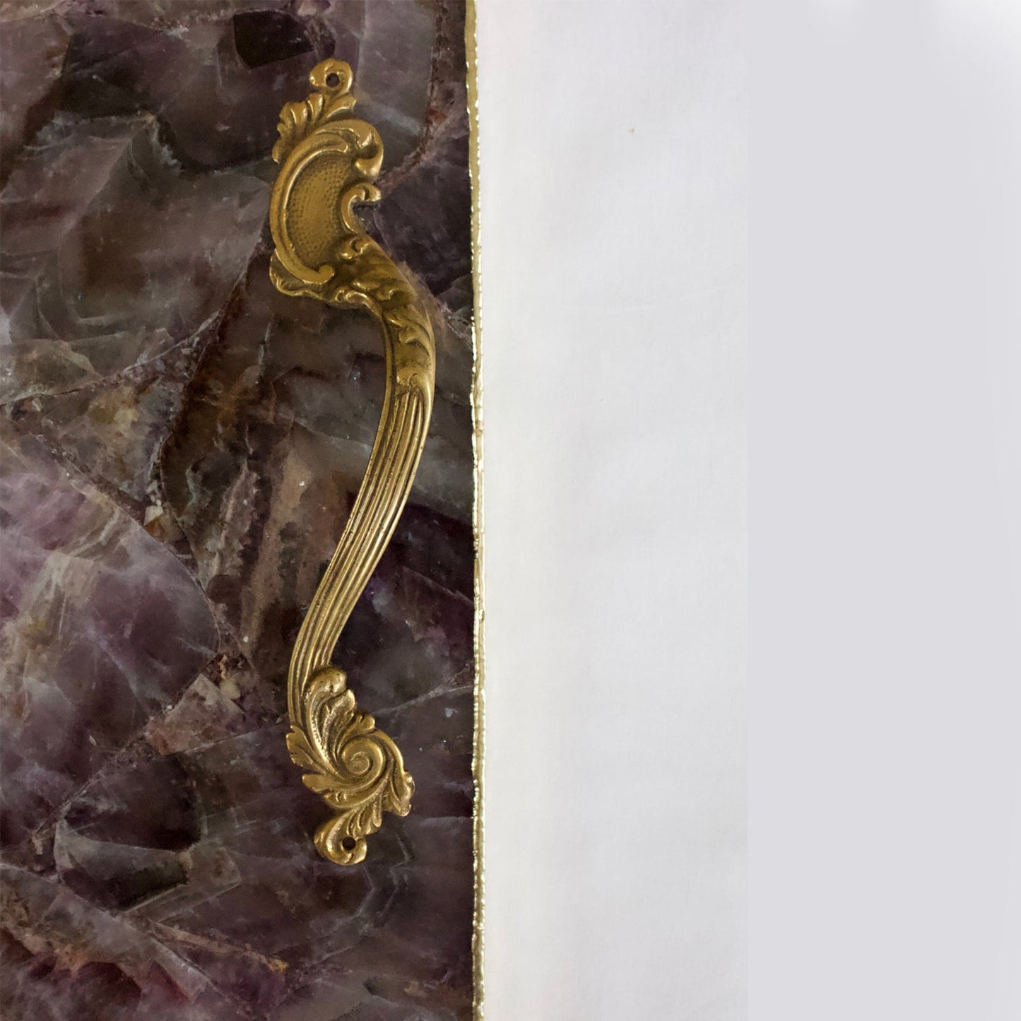 Amethyst Agate Serving Tray With Brass Handles | Square-1