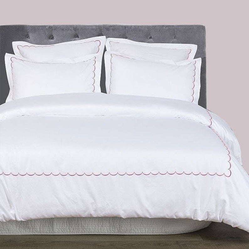 Scallops - Pure Linen Embroidered Edge Duvet Cover Sets-5