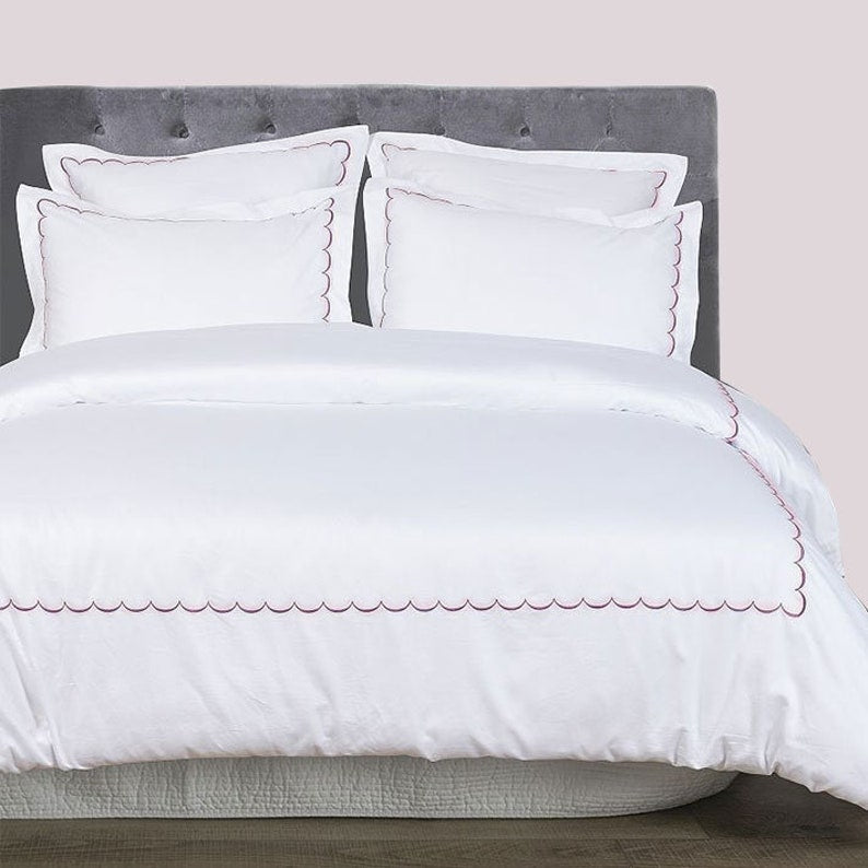 Scallops - Pure Linen Embroidered Edge Duvet Cover Sets-6