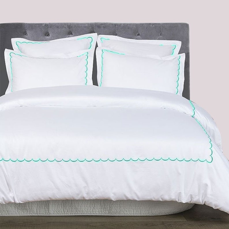 Scallops - Pure Linen Embroidered Edge Duvet Cover Sets-10