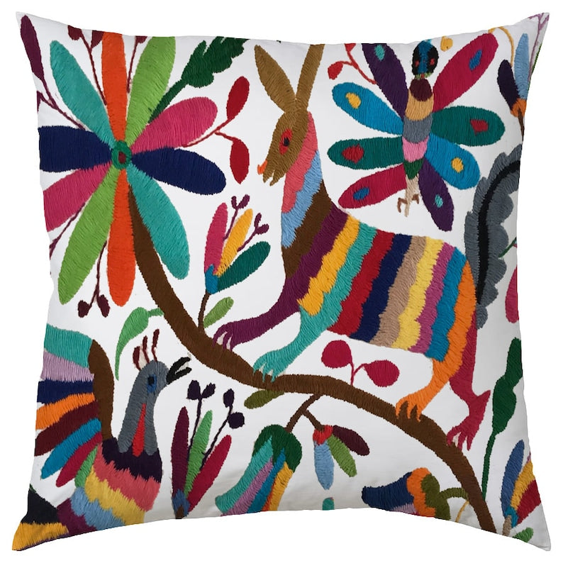 Set of 4 | Mexican Decorative Cushion Covers | Otomi Design Covers | Cotton Linen Fabric | Embroidered | With OR Without Insert-0